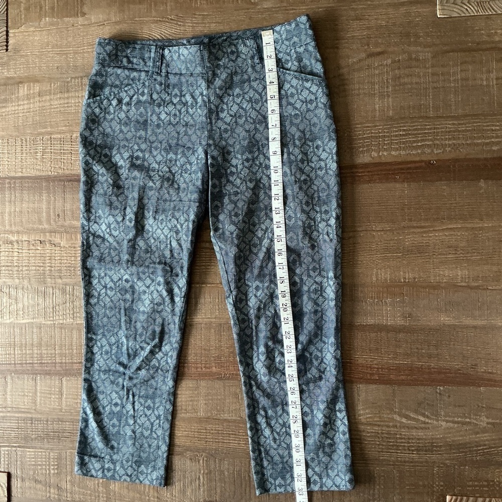 Cartonnier Anthropologie Blue Patterned Capris Pants Size 8 - Picture 6 of 8